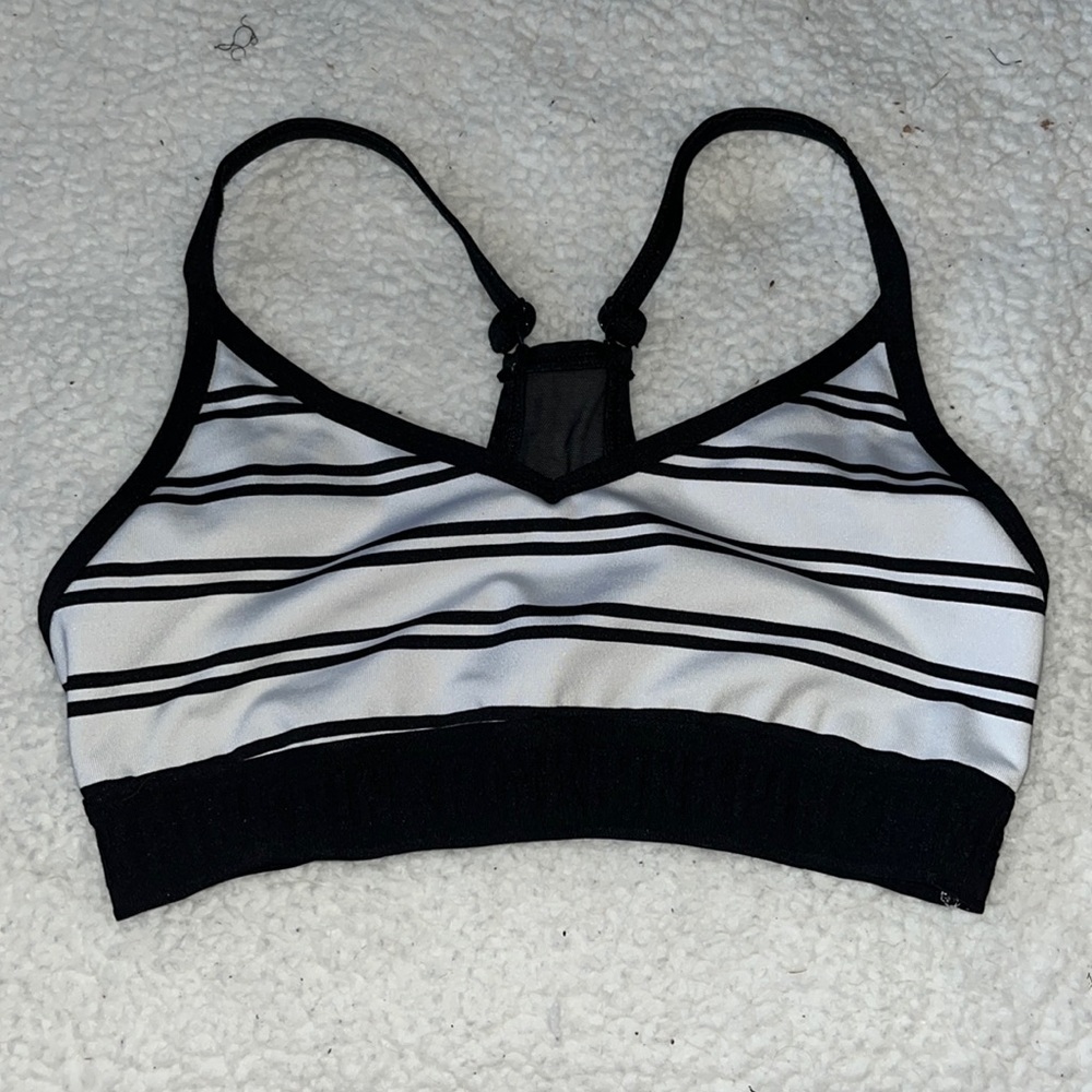 Small black and white sports bra